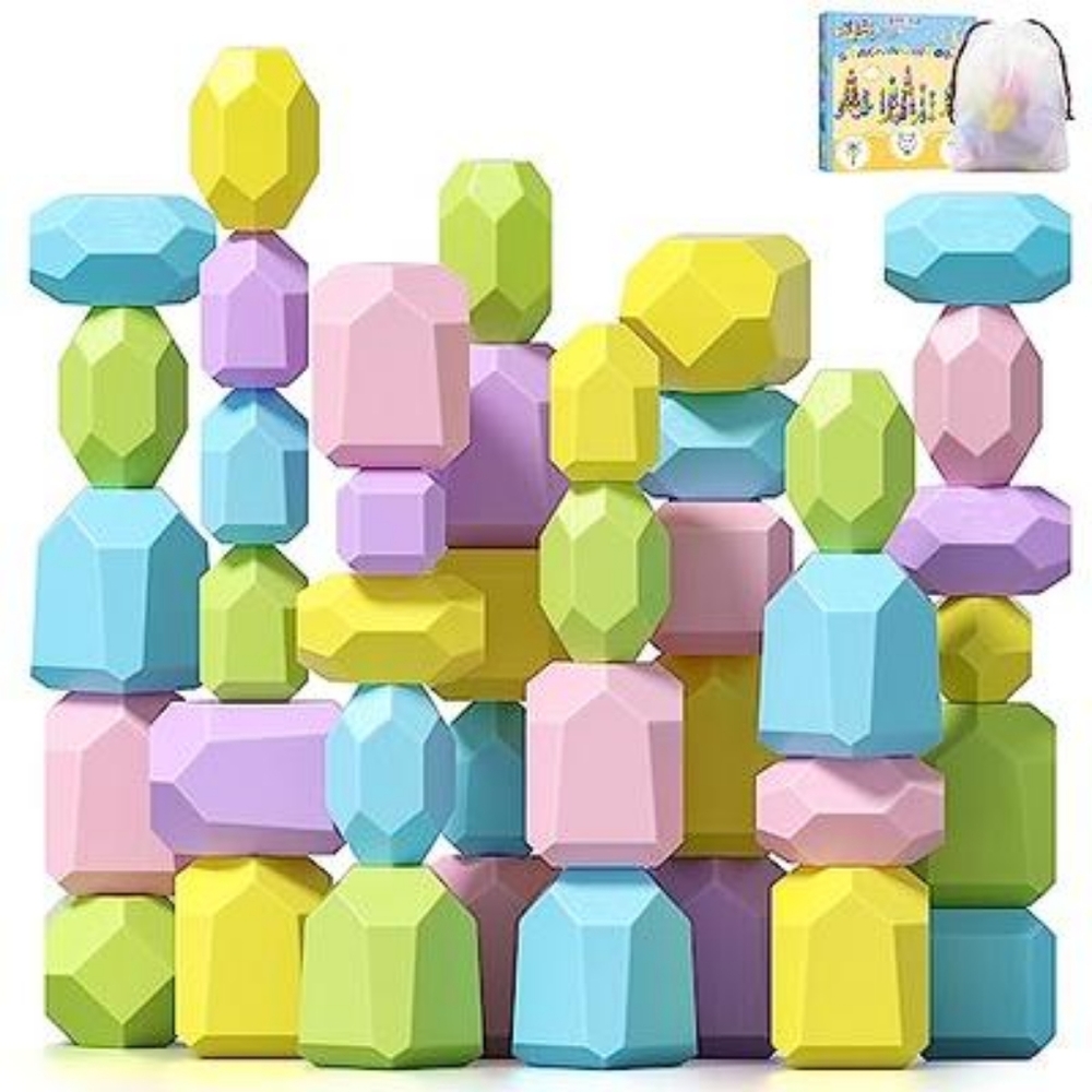 Rurvale Stacking Wooden 30pcs Stacking Stone 1+ Yrs Old